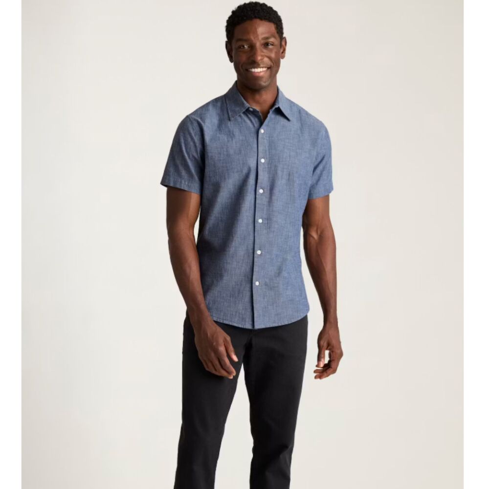 Bonobos Stretch Riviera short-sleeve Chambray Cotton button-up Shirt L Slim